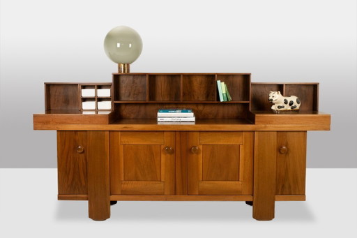 Silvio Coppola, for Bernini. Walnut stepped sideboard. 1960s.