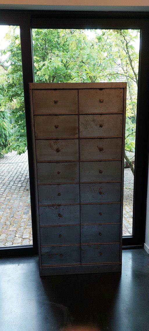 Vintage 1950s metal flap cabinet