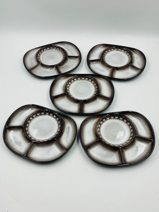 Set of 5 Steuler divided plates attributed to Cari Zalloni