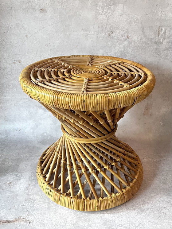 Image 1 of Vintage Bamboo Lounge Chair Rattan With Matching Stool Table Rohe Noordwolde Bamboo 1950