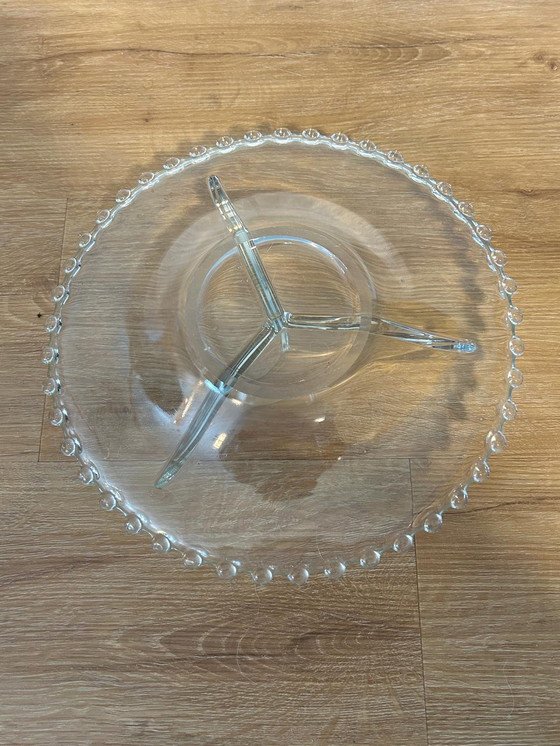 Image 1 of Vintage Serveerschaal Met Kleurloos Glas