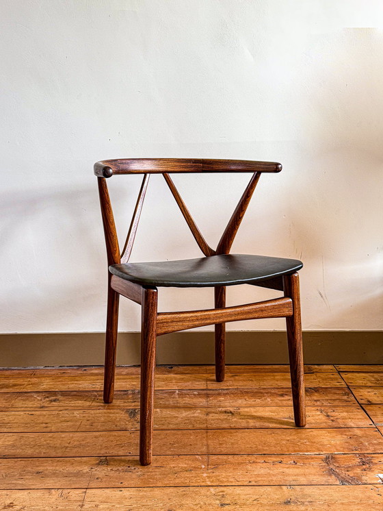 Image 1 of Mid - Century Modern Model 255 Teak and Leather Dining Chair by Henning Kjærnulf for Bruno Hansen, Denmark, 1960s