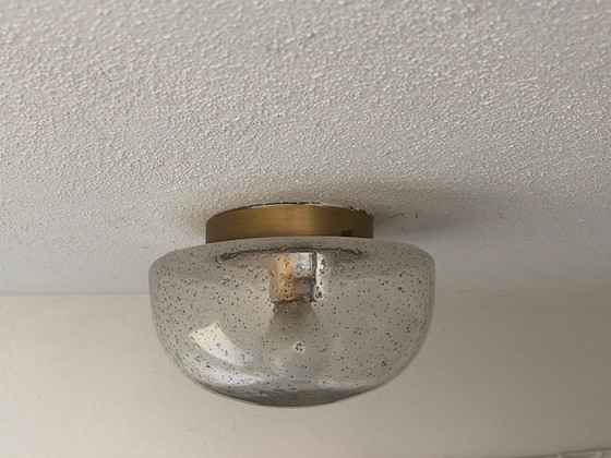3 plafoniere vintage originali Hillebrand in vetro a bolle/ghiaccio anni '60/'70 – Glass (photo 5 of 5)
