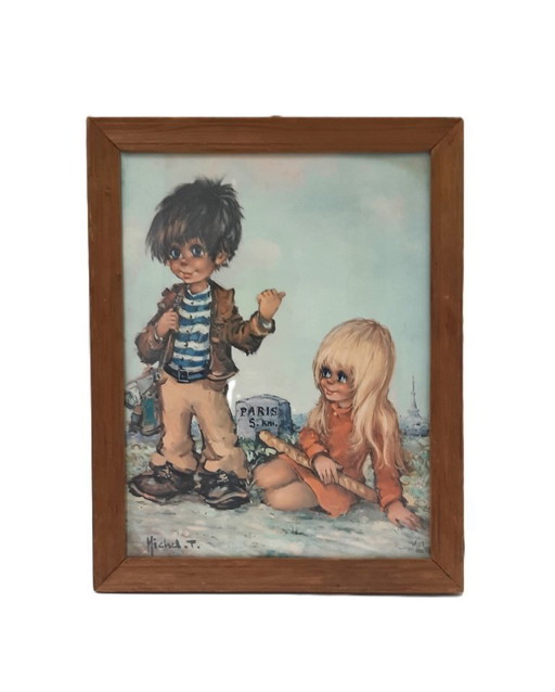 Vintage  art print "Big Eye Art" or "Poulbot" 