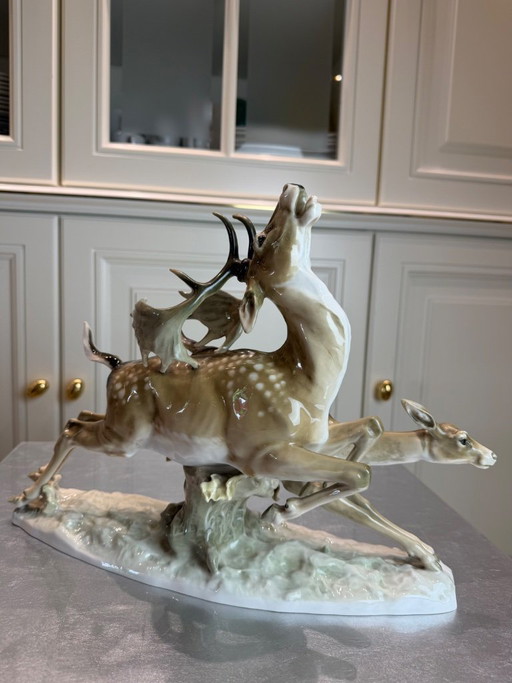 Karl Tutter – Large group of fallow deer – Lorenz Hutschenreuther Selb – Art Department