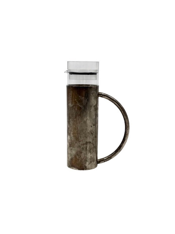 Image 1 of Huilier moderne en métal argenté et verre mod. Vigne à huile, Lino Sabattini Italie années 1970