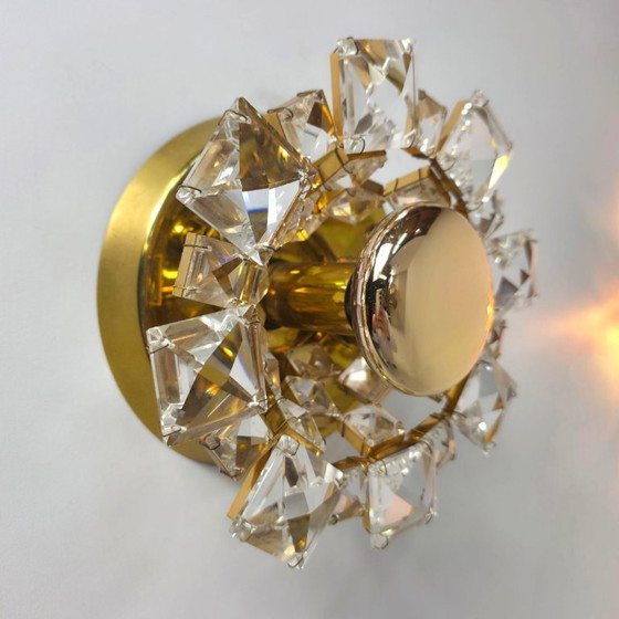 Image 1 of Lámparas de pared Palwa Alemania. Cristal dorado de mediados de siglo, años 70.