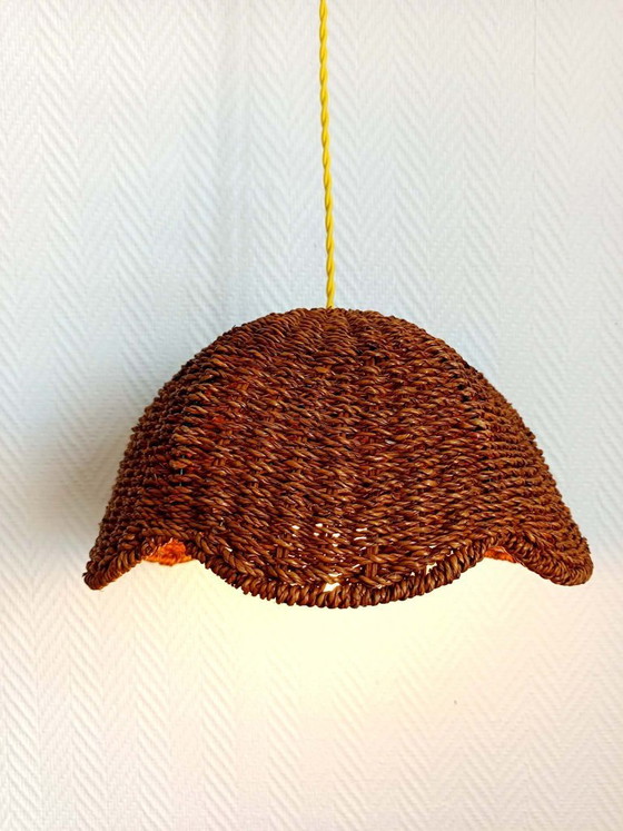 Image 1 of 2x vintage wicker flower hangings