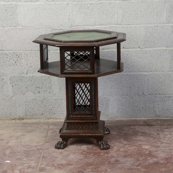 Late 19th Century Maggini Revolving Occasional Table with Removable Glass Top, Coffee tables, Wood, Brown (photo 15 of 20)