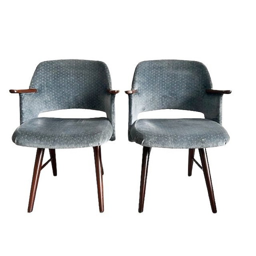 Set di sedie vintage FT30 di metà secolo, poltrone Pastoe grigio-blu anni '60