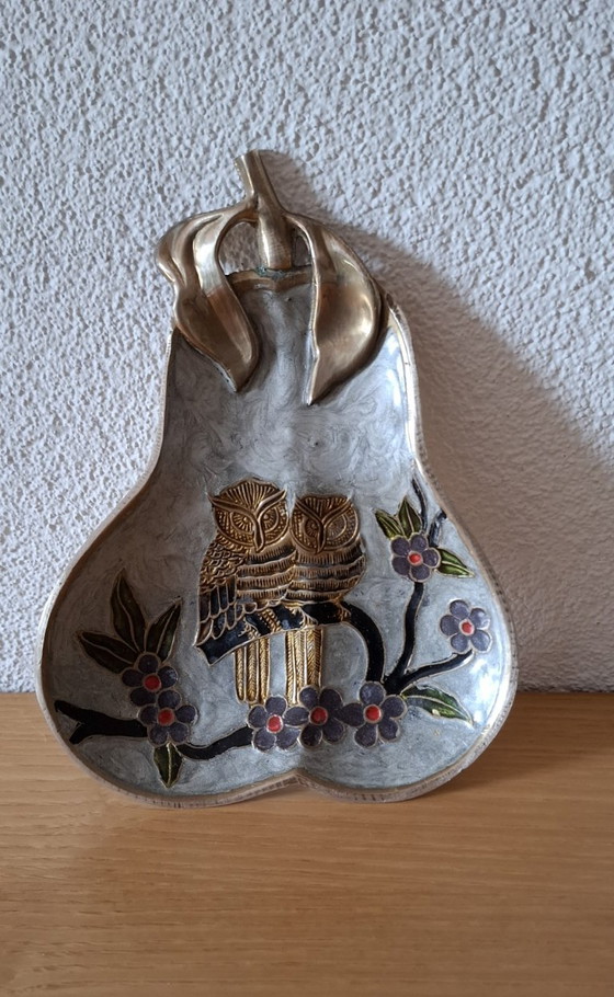 Charming vintage Cloisonné pear-shaped dish. – Cloisonné., Table accessories, Copper (photo 7 of 11)