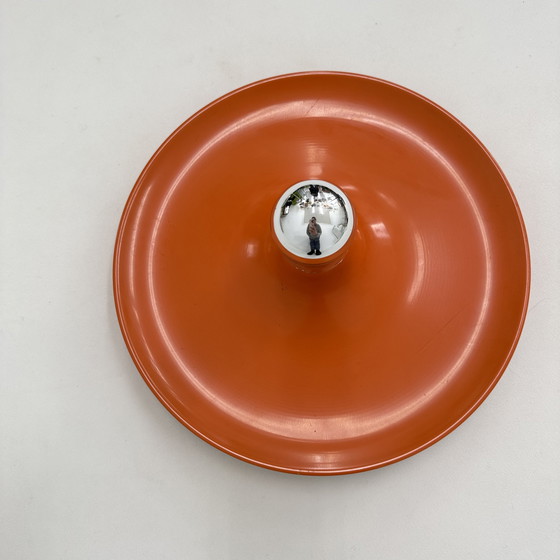 Image 1 of Lampada a disco Honsel Orange Space Age di Mid-Century Design, anni '70 attribuita a Charlotte Perriand per Les Arcs