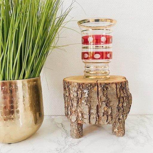Artdeco Booms glass The rupel vase red gold 1930's