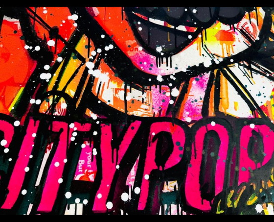 Mikko - Super Mario Bros City Pop Tribute - 95x95 - signed with COA, Paintings & Drawings, Canvas, Black (photo 2 of 6)
