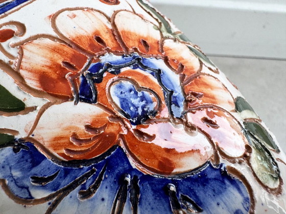 1x Vintage Italiaans Keramiek Bloempot Met Een Bloemendecor – Plantenbak, Ceramic (photo 6 of 8)
