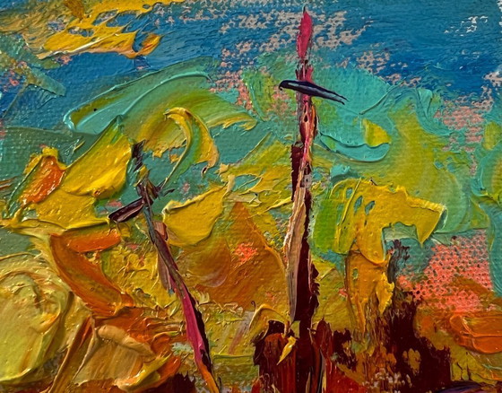Originales Ölgemälde Sommerabendlandschaft Sonnenuntergang – Gemälde & Zeichnungen, Canvas (photo 4 of 8)