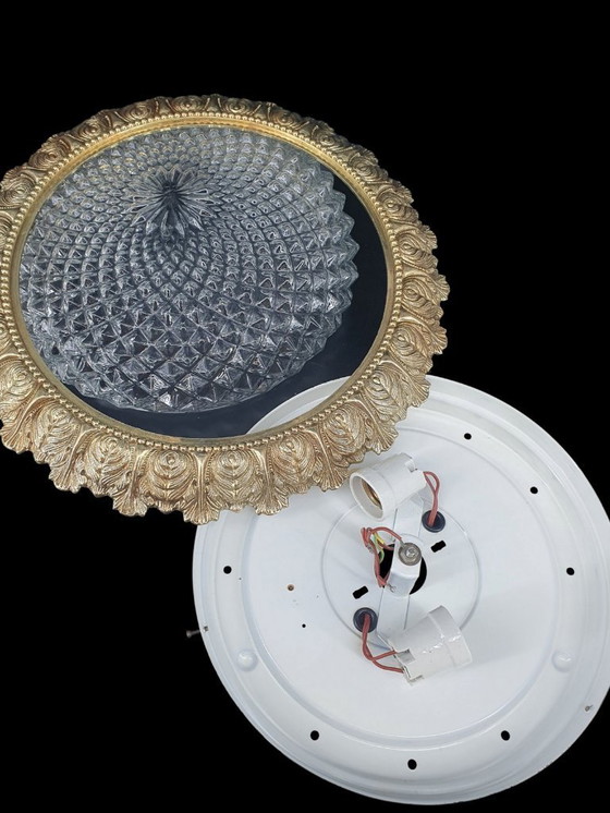 Image 1 of 2247 lampada da soffitto in vetro a rilievo con bordo color rame