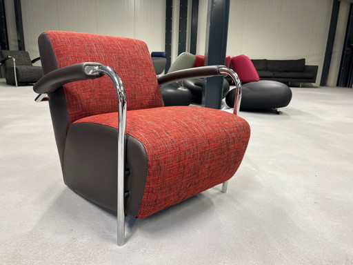 Leolux Scylla fauteuil rood bruin