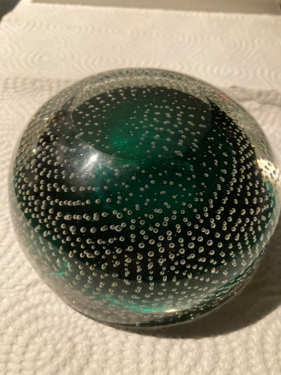 Image 1 of Kleuren van een pauw - Murano Italië - Sommerso Bullicante - Asbak - Vintage 1960