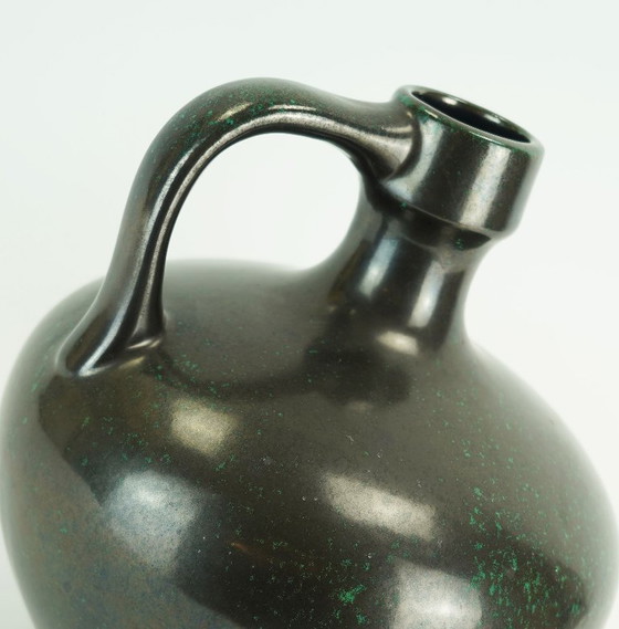 Image 1 of ruscha mid century VASE black and green kurt tschoerner mid century pottery model 340