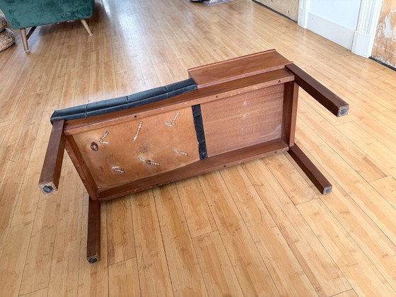 Vintage-antique mid century Telephone Bench leather – Benches, Wood (photo 5 of 5)