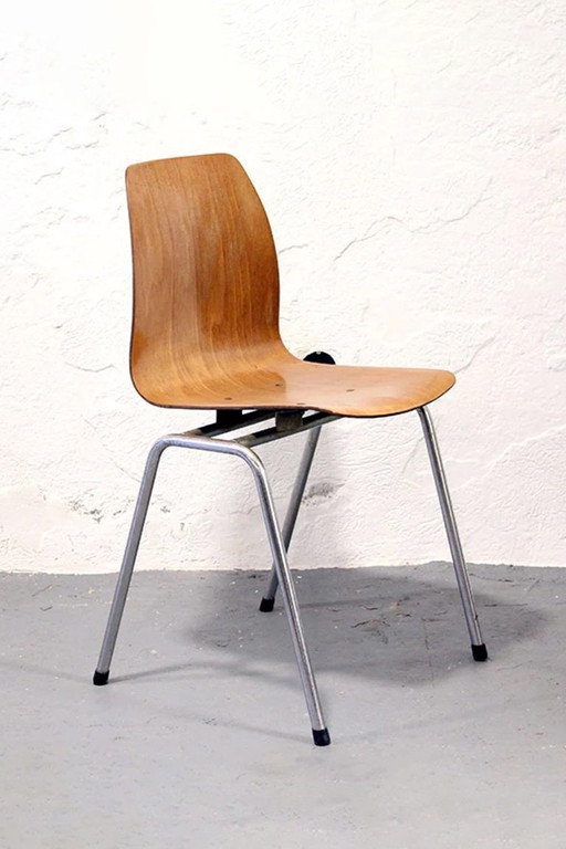 Set aus 5 Vintage Sperrholz-Schulstühlen