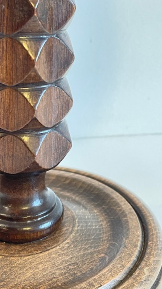Image 1 of Vintage Geometric Wooden Lamp in the Style of Charles Dudouyt