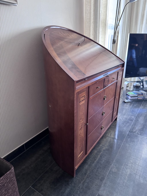 Exclusive semicircular secretary desk with artistic inlays – classic craftsmanship