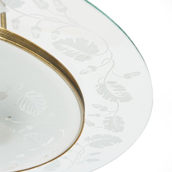 Image 1 of Kronleuchter aus Messing und Glas, 1950er Jahre