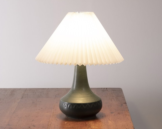 Image 1 of 1x Green Ceramic Table Lamp by Søholm, 1960s Denmark