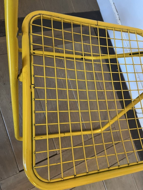 Image 1 of 3x Vintage folding chair by Niels Gammelgaard, two shades of blue and yellow