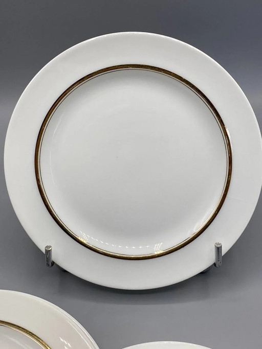 6 piatti da dessert in porcellana di Limoges, A. Vignaud, bordo dorato, 20 cm – decoratieve objecten (photo 2 of 4)