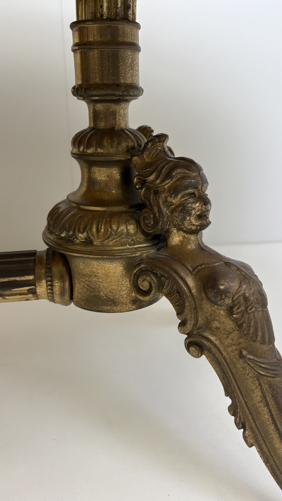 Image 1 of Tavolino da caffè vintage in pietra naturale, ottone e marmo onice