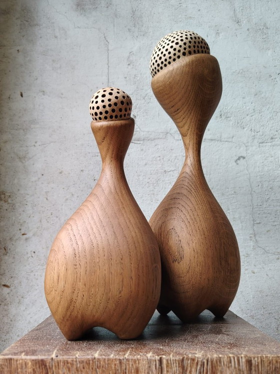 Lot de deux sculptures en chêne massif, Bois, Crème (photo 2 sur 9)