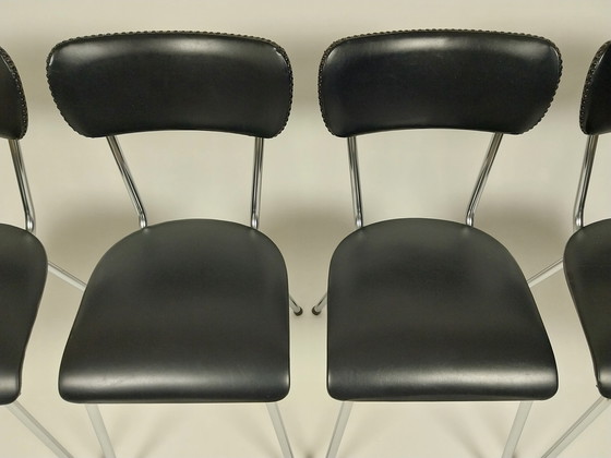 Image 1 of 4 x Vintage Chairs in Skai Leather, 1960s