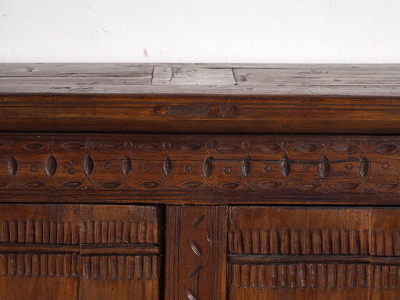 Credenza antica intagliata in legno di pino – Xinjiang, circa 1900 – Credenze con vetrina (photo 40 of 40)