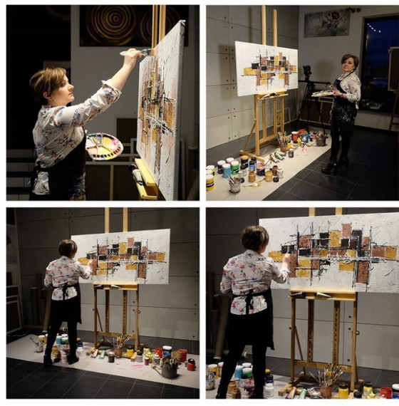 Image 1 of Feather XXL olieverf abstract