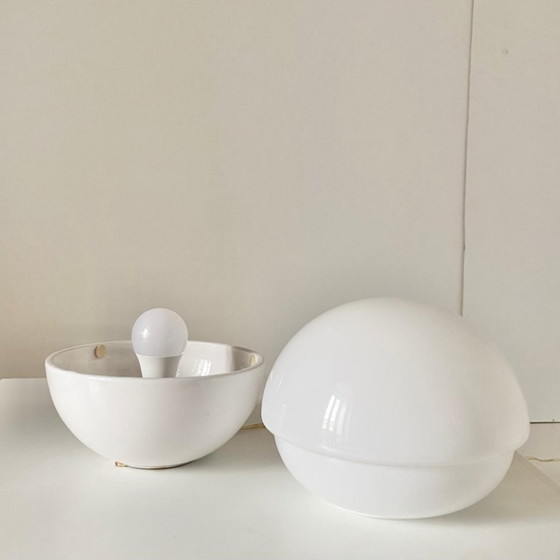 Image 1 of 1x Midcentury Modern Murano and Ceramic Table Lamp, Lampalla Model, Italy 1970s