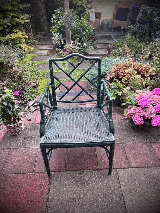 4 Chinese Chippendale Chinoiserie Fauteuils. – Eetkamerstoelen, Bamboo (photo 3 of 6)
