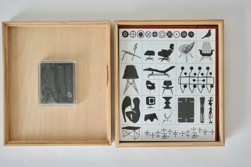 Vitra, Eames Rubber Stamp Set in Original Wooden Box