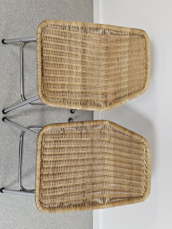 Vintage stool Rohé Noordwolde, Rattan, Chrome, Beige (photo 8 of 8)