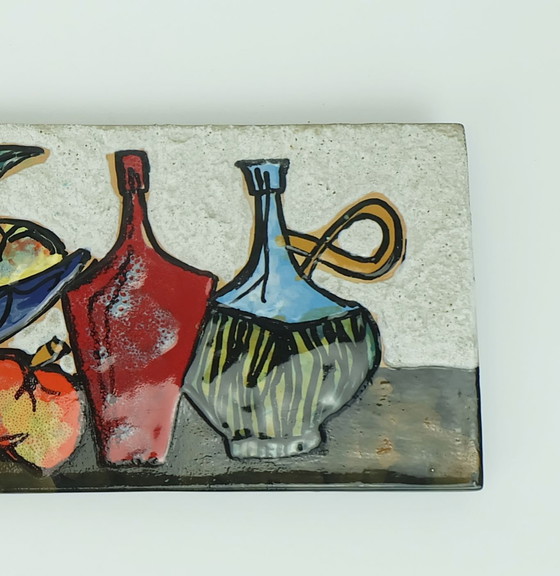 Image 1 of Mid Century Modern Wall Plaque with Still Life 1950s