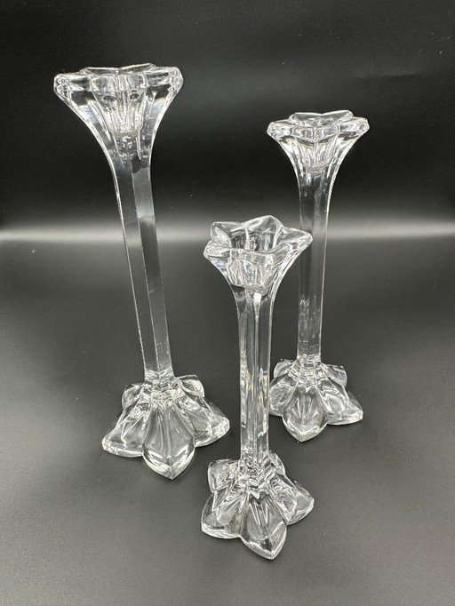 3x Nachtmann lead crystal candlesticks