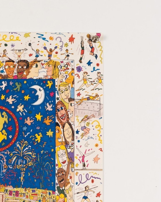 Image 1 of Un village pour les Jeux olympiques du centenaire d'Atlanta – 1996 – Affiche vintage originale de James Rizzi – Pop Art – 87 x 5