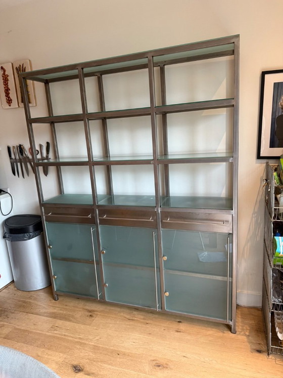 Vintage industrial look design storage/display cabinet – Transvorm Design Amsterdam, Glass, Metal (photo 4 of 5)