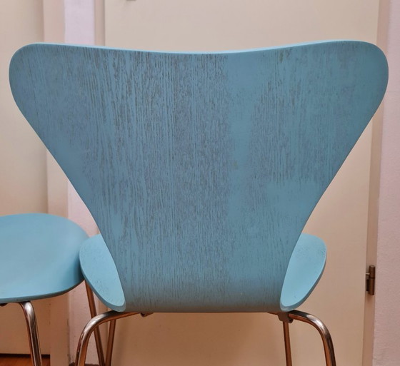 Vintage Fritz Hansen Series 7 Stoelen Jaren 70 / 80 Light Blue Ash – Kuipstoelen, Metal, Wood (photo 10 of 14)