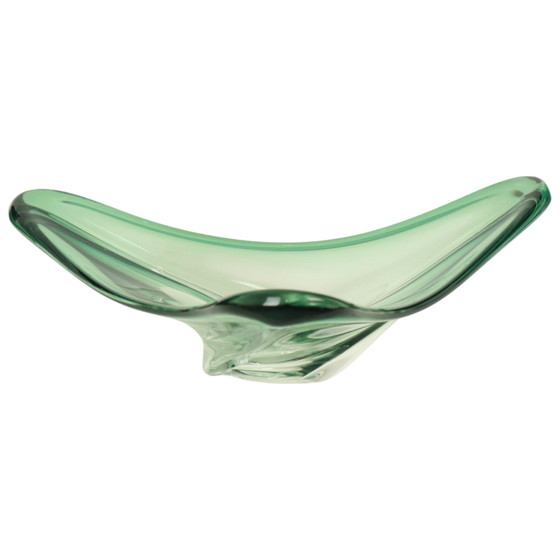 Image 1 of Coupe en cristal vert Val Saint Lambert