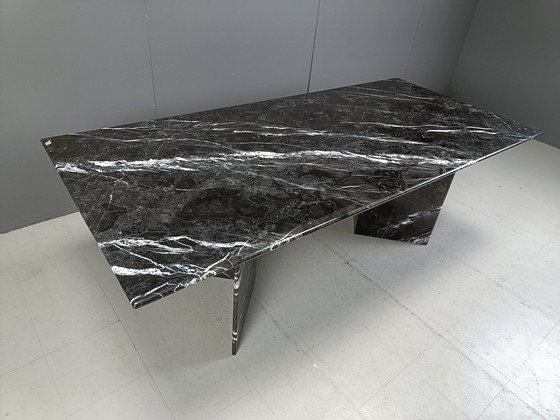 Image 1 of Vintage Black Marble Dining Table, 1970S 