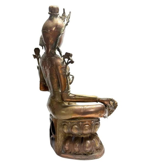 Antigua estatua tibetana de Tara en bronce dorado al fuego – lote 463 – Esculturas, Bronze, Gold (photo 5 of 17)