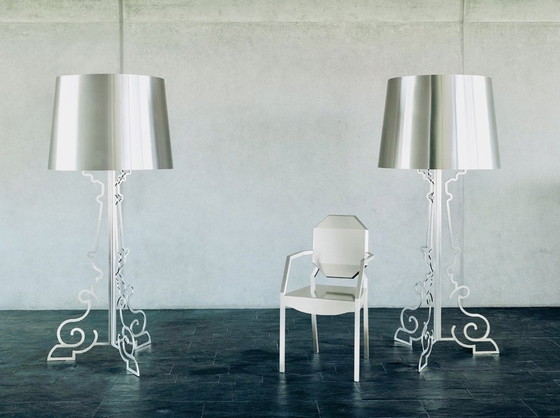 Image 1 of Lampada da terra barocca in acciaio inox LOUIS X di Philipp Plein 185 cm